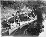 Hunting party hauling game in canoes, Rosseau, Lake Rosseau, Muskoka Lakes, Ont., 1903 1903