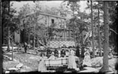 [Eating outdoors], Haccerts Point (?), Muskoka Lakes, Ont., c. 1890 [ca. 1890].