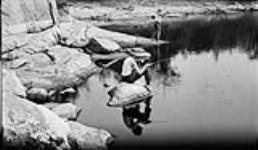 Harold [Boyd], and Fred fishing up the Nuskosh River near Bala Aug. 1916