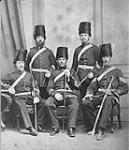 Group of sergeants of the Garrison Artillery. (L-R): QMS Peacock, Hosp. Sgt. Harris, Sgt. Major Harris, Pay Sgt. Dickson, - ca.1885