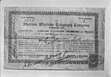 Front side of spurious share certificate issued by the Canadian Wireless Telegraph Co. of Canada Ltd 1907