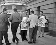 Toronto I.T.U. Strike; Handing out leaflets downtown, Toronto 1965