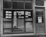 Canadian Fishermen's Union Office, Lunenburg, N.S. showing telegrams received from supporters c 1953