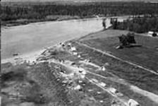Cree camped along the shore for Treaty 9 payments, Moose Factory, Ontario 1935