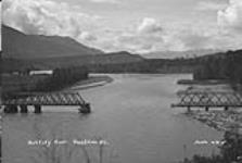 Bridge across the Bulkley River - destroyed - between south and old Hazelton 1935