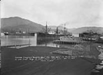 Japanese freighters YEINFUKU MARU and ADEN MARU in Prince Rupert Harbour to load the first cargo of grain from this port 22 Oct. 1926