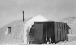 Shack built over for winter with snow. Kingua October 1923.