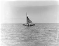 [Inuit sailboat arriving at Nuwata] Original title: Eskimo sailboat arriving at Nuwata 21 August 1928.