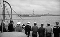 U.S.S. Welles arriving for transfer to the Royal Navy as H.M.S. Cameron Sept. 1940