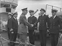 H.E. the Earl of Athlone, Governor-General of Canada, meeting officers of H.M.C.S. RESTIGOUCHE Sept. 1940