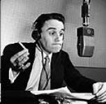 C.B.C. Announcer Max Ferguson, well known to Canadian radio listeners for his Rawhide Show, charactorizes "Harold the Spider" one of the many personalities appearing on his Trans-Canada network programme Feb. 1951