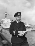 Sub-Lieutenant Leonard Brooks, Royal Canadian Naval Volunteer Reserve (R.C.N.V.R.), a naval war artist, England, 30 May 1945 May 30, 1945.