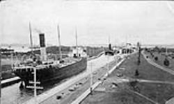 View looking west along canal at Sault Ste. Marie, Ontario, ca. 1909 ca. 1909.
