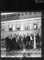 Party of the Canadian Society of Civil Engineers travelling in railroad Trianion September, 1906.