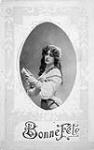Carte postale anniversaire illustrée d'une photo d'une jeune fille tenant un livre vers 1912