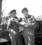 Major C.F. Kennedy and Lieutenant-Colonel Charles Petch of The North Nova Scotia Highlanders, France, 22 June 1944 June 22, 1944.