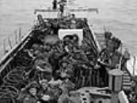 Personnel of the Highland Light Infantry of Canada and the North Nova Scotia Highlanders aboard LCI(L) en route to France 6 June 1944