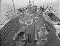 View looking aft from bridge of German submarine U-889 25 May 1945