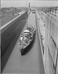 H.M.C.S PORTAGE entering lock No.6 14 June 1949