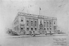 Architectural drawing of the Dominion Public Building by architect Vaux Chadwick n.d.
