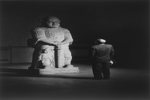 Man viewing statue at Royal Ontario Museum 1959.