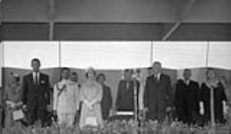 (Royal Visit) Official party at opening of the St. Lawrence Seaway: l. to r.: H.R.H. Prince Philip, H.M. Queen Elizabeth, U.S. President Dwight D. Eisenhower and Mrs. Eisenhower 26 June 1959