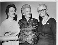 Executive of the Federated Women's Institutes of Canada: L to R: Mrs. George Clarke, St. John's, Nfld., second vice pres.; Mrs. E. J. Roylance, Greenwood, B.C., Hon. (Past) Pres.; Mrs. James Haggerty, Napanee, Ont., President 1963