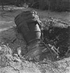 Unexploded V-2 rocket on road from Antwerp to Wynegham 18 Ot. 1944
