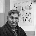 Kiakshuk, Inuit artist in the art centre, Cape Dorset, N.W.T., [(Kinngait), Nunavut], August 1961 August 1961.