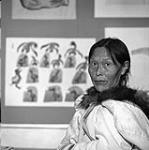Pitseolak, Inuit artist, in the art centre August 1961.
