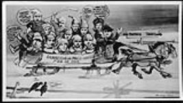 Canadiens at Maple Leafs, Feb 10 1934. Photo of photo composite cartoon 1934