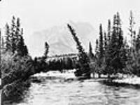 Bow River, with Cascade Mountain in the distance 1920