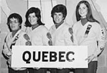 Canadian Ladies' Curling Association championship: Quebec Rink. From left to right: Lee Tobin, Marilyn McNeil, Michelle Garneau, Laurie Ross 1975