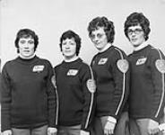 Canadian Ladies Curling Association Championship - 1973 "Lassie" Runner-Up. Manitoba Rink - L. to R.: Joan Ingram, Laurie Bradawaski, Dot Rose, Jackie Tinney. Fort Garry Business Curling Club, Winnipeg 1973
