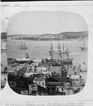 Looking east over Lower Town, with Point Levis, Indian Cove and Orleans Island in the distance. (Right image of stereogram pair) c 1860
