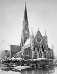 Street flood. Christ Church Cathedral in background ca. 1870-1880