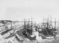 Le port de Montréal vu de l'édifice de la douane vers 1874.