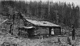 Log shanty beside Colonel Cross' house, Intercolonial Railway ca. 1872
