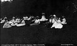 At the Royal Muskoka Hotel, guests watching Royal-Clevelands Baseball Match, Rosseau Lake, Muskoka Lakes 29 July 1908