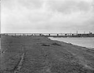 CANADIANS IN HOLLAND. Opening of Walsh Bridge. Long shot showing lenght of bridge, 1286' 26 Feb. 1945