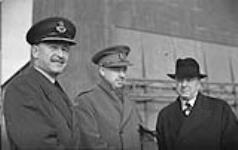 G/C K.M. Guthrie (L), Commanding Officer of R.C.A.F. Station Gander, with Brigadier Earnshaw and Mr. C.J. Burchell, Canadian High Commissioner to Newfoundland 14 Ot 1941