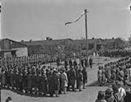 Prisoner of War Camp - Polish Army girls form a square for morning muster parade and roll call 7 May 1945