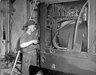 Generator providing electricity for the press printing the first issue of the Maple Leaf newspaper, Caen, France, 28 July 1944 July 28, 1944.
