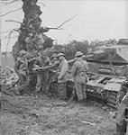 Canadian infantrymen examining a disabled German PzKpfW IV tank, Gruchy, France, 9 July 1944 July 9, 1944.