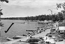 Lake Waskesiu and the beach in the Prince Albert National Park c.a. 1945