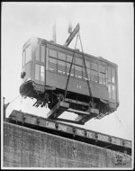 Loading street cars for Newfoundland Light & Power Co., St. John's 27 Oct. 1925