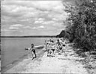 Prince Albert National Park - children playing on Waskesiu Beach Aug. 1948