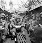 Soldiers of the 7th Canadian Infantry Brigade in a Landing Craft Assault (LCA) of the Landing Ship Infantry (Medium) QUEEN EMMA during Exercise Fabius, England, 29 April - 15 May 1944 April 29 - May 15, 1944.