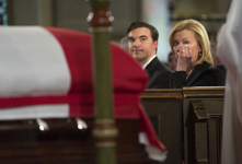 [Christine Flaherty at the state funeral for her husband Jim Flaherty in Toronto] 16 April 2014