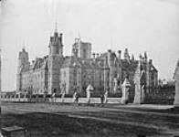 (Parliament Buildings) West Block from South Side of Wellington Street. Tower under construction c 1876